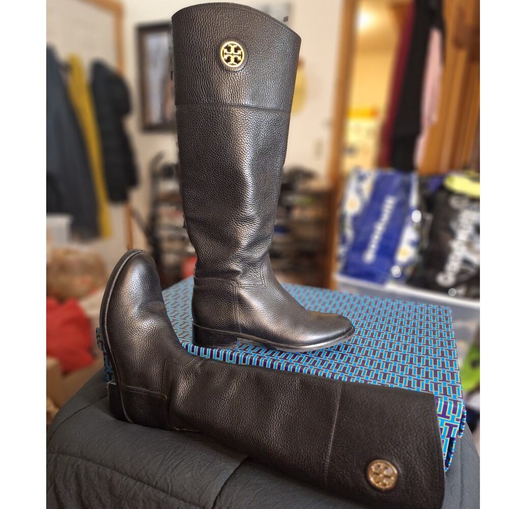Tory Burch Black Heeled Boots - Picture 1 of 13